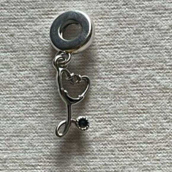 Authentic Pandora Stethoscope Heart Dangle Charm - Picture 3 of 5